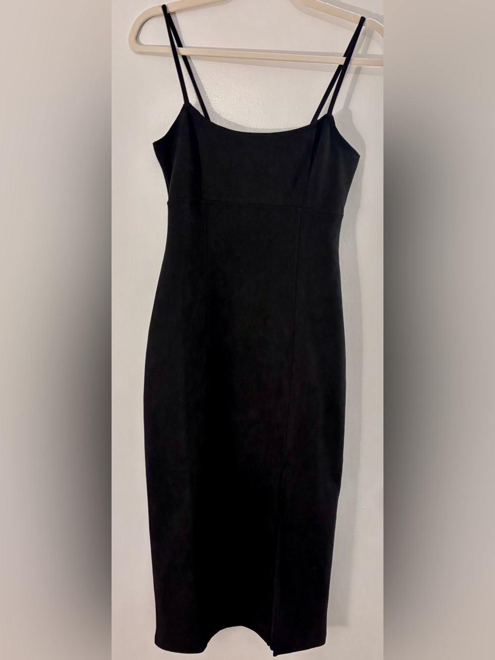 Classic Black Spaghetti-Strap Midi Dress